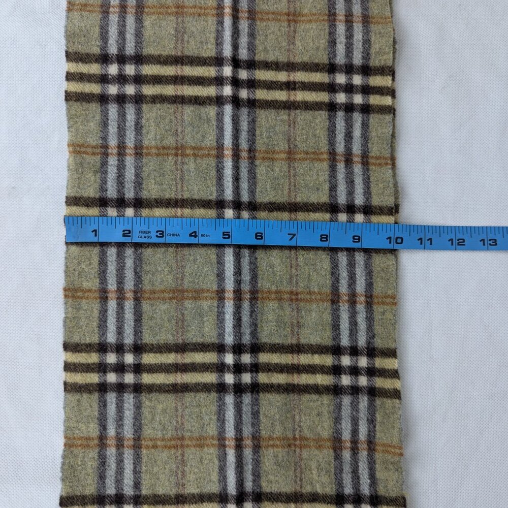 Authentic BURBERRY Lambswool Check Scarf Green Nova Plaid Good Condition - Picture 7 of 7